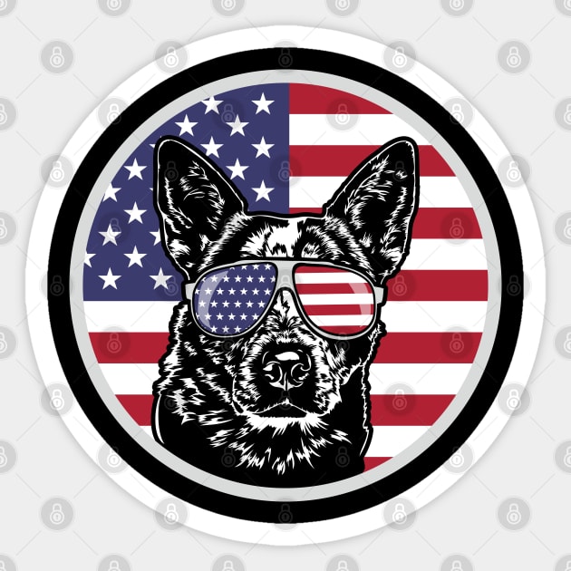 Patriotic Australian Cattle Dog American Flag sunglasses Sticker by wilsigns